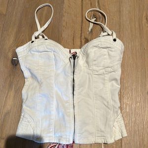 Guess NWOT DENIM BUSTIER white CORSET ORIGINAL TOP XS